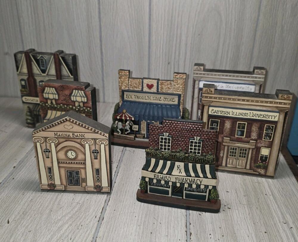 Vtg Brandywine Woodcrafts Buildings Eastern Illinois University Etc Set Of 7